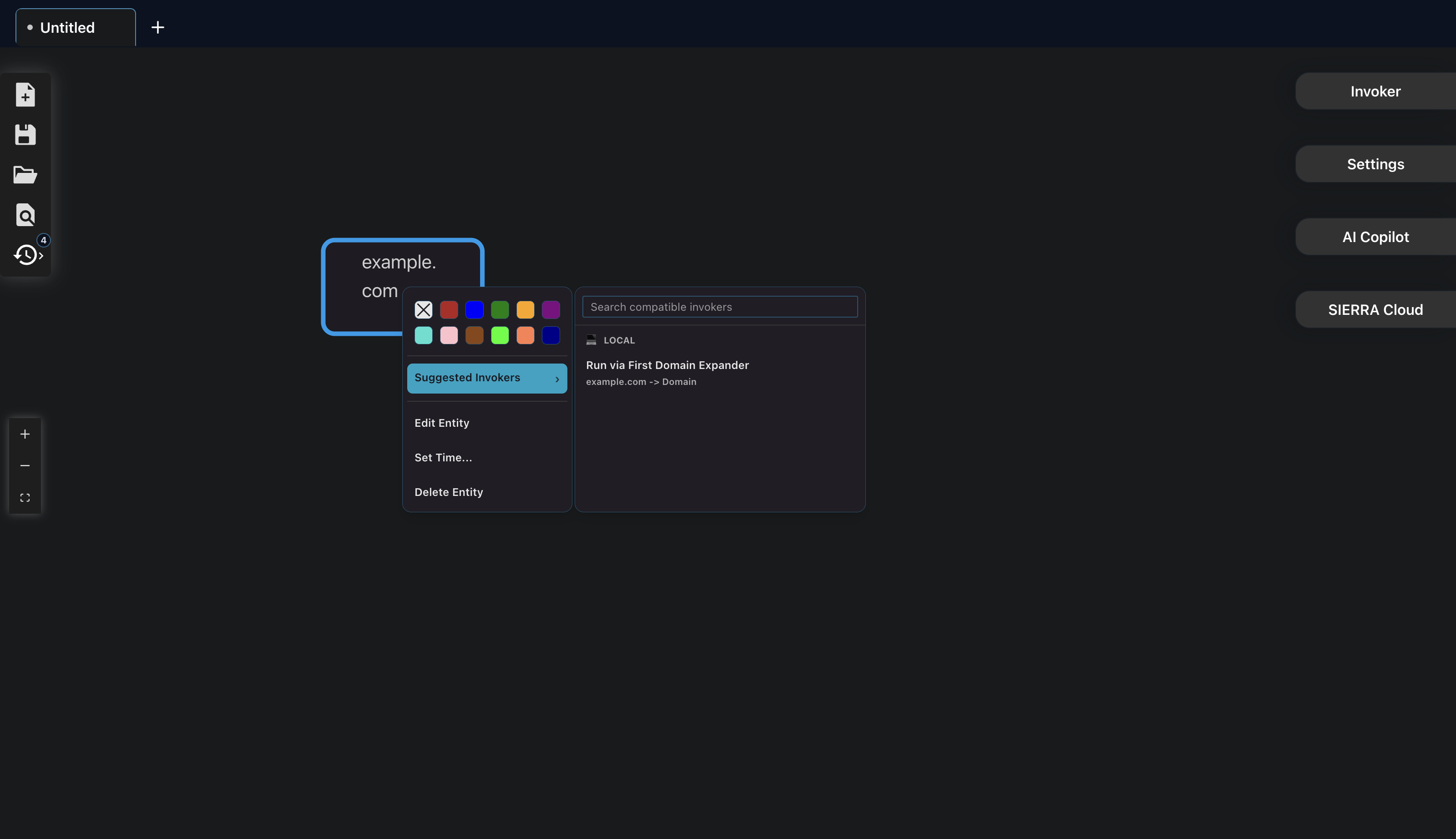 SIERRA context menu showing Run via First Domain Expander